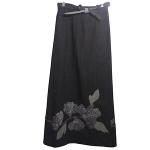 Vintage Paul Louis Orrier Gray Wool Wrap Maxi Skirt Size S